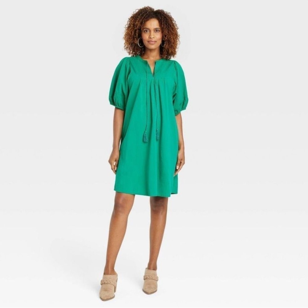 Knox Rose Women's Short Sleeve A-Line Dress - Knox Rose Green M